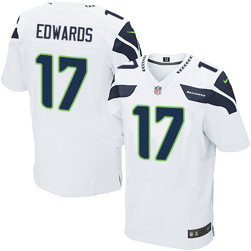 Men's Elite Braylon Edwards Nike Jersey White Road - #17 NFL Seattle Seahawks